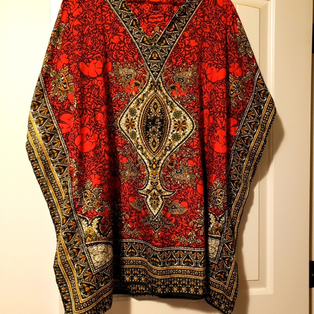 Size 3XL Red multicolored Kaftan